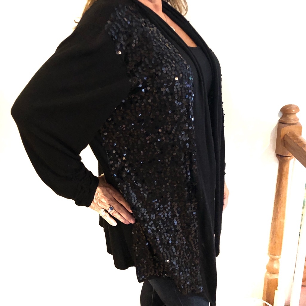 Black Sequin Cardigan